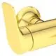 Goldfarbener Wasserhahn mit schlichter Armatur, hergestellt von Ideal Standard, zeigt eine einfache Form und Konstruktion für eine Badanwendung.